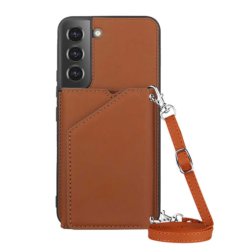 Soft Luxury Leather Snap On Case Cover Y04B for Samsung Galaxy S25 5G Brown