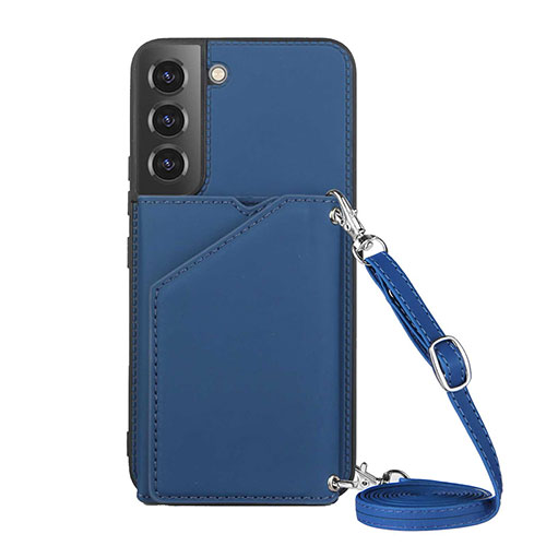 Soft Luxury Leather Snap On Case Cover Y04B for Samsung Galaxy S25 Plus 5G Blue