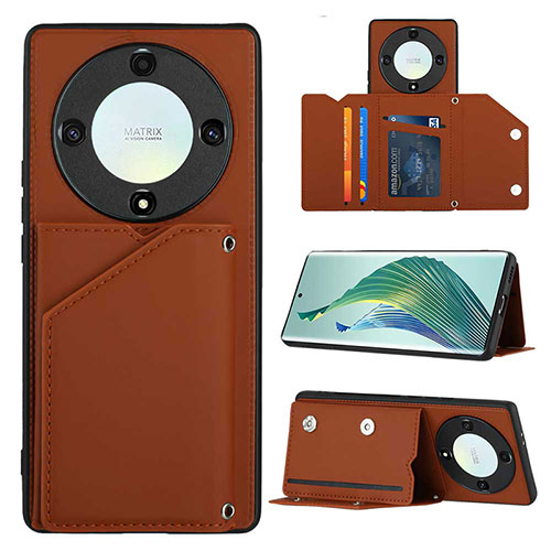 Soft Luxury Leather Snap On Case Cover YB1 for Huawei Honor Magic5 Lite 5G Brown