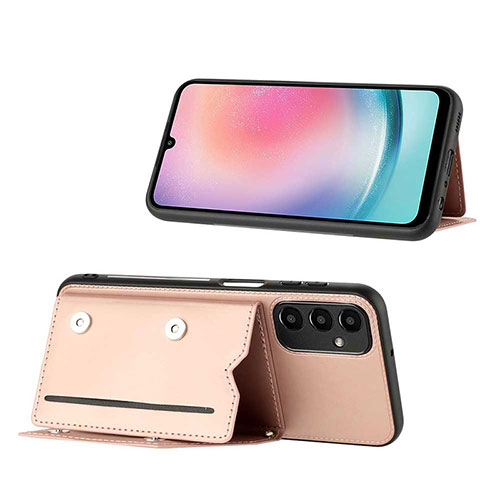 Soft Luxury Leather Snap On Case Cover YB1 for Samsung Galaxy A25 5G Rose Gold