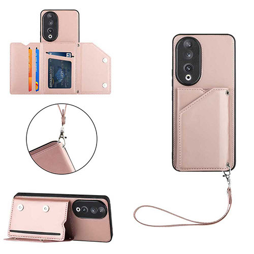 Soft Luxury Leather Snap On Case Cover YB2 for Huawei Honor 90 5G Rose Gold