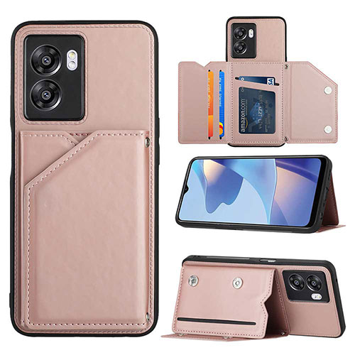 Soft Luxury Leather Snap On Case Cover YB2 for Realme V23 5G Rose Gold