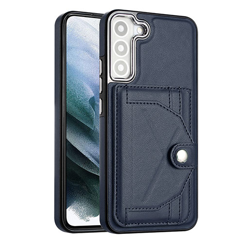 Soft Luxury Leather Snap On Case Cover YB2 for Samsung Galaxy S21 FE 5G Blue