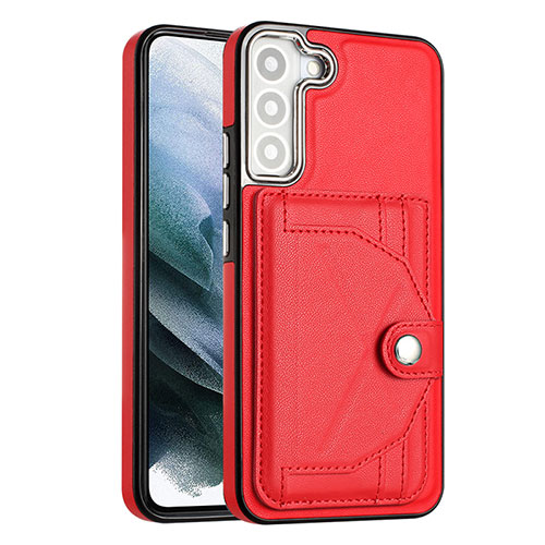 Soft Luxury Leather Snap On Case Cover YB2 for Samsung Galaxy S21 FE 5G Red