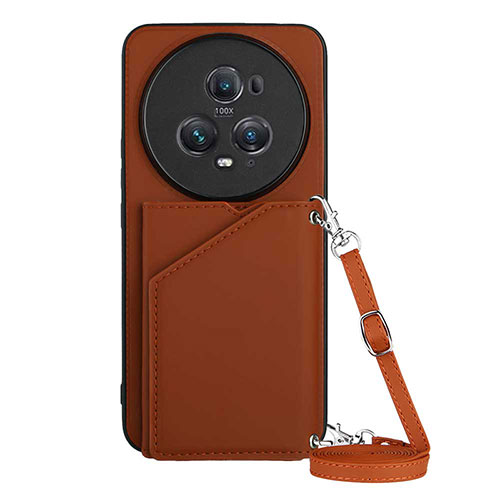 Soft Luxury Leather Snap On Case Cover YB3 for Huawei Honor Magic5 Pro 5G Brown