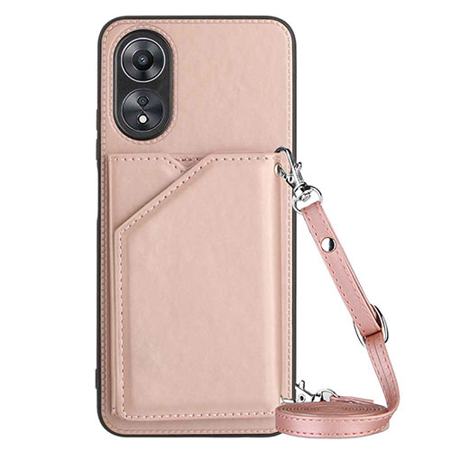 Soft Luxury Leather Snap On Case Cover YB3 for Oppo A58 5G Rose Gold