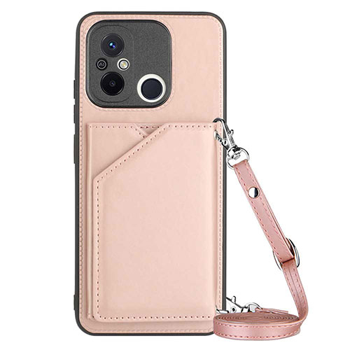 Soft Luxury Leather Snap On Case Cover YB3 for Xiaomi Poco C55 Rose Gold
