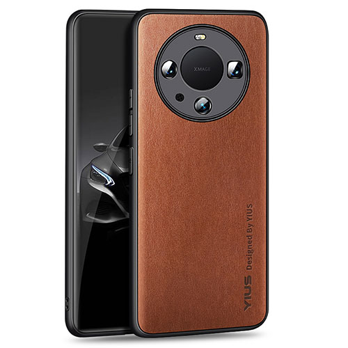 Soft Luxury Leather Snap On Case Cover YM1 for Huawei Mate 60 Pro+ Plus Brown
