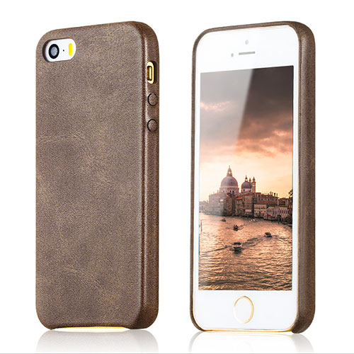 Soft Luxury Leather Snap On Case for Apple iPhone 5 Brown