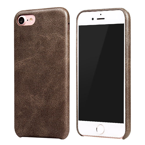 Soft Luxury Leather Snap On Case for Apple iPhone 8 Brown