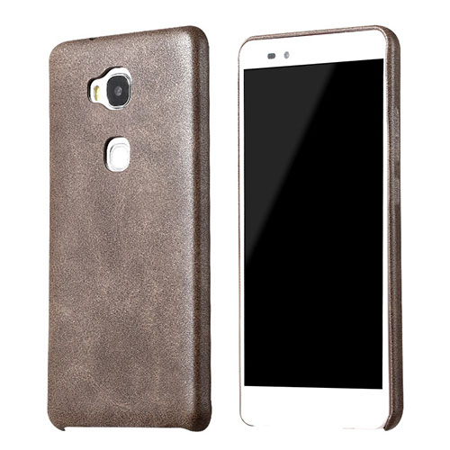 Soft Luxury Leather Snap On Case for Huawei Honor 5X Brown