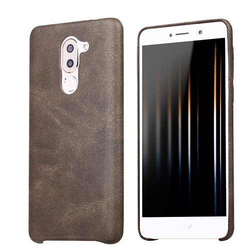 Soft Luxury Leather Snap On Case for Huawei Honor 6X Brown
