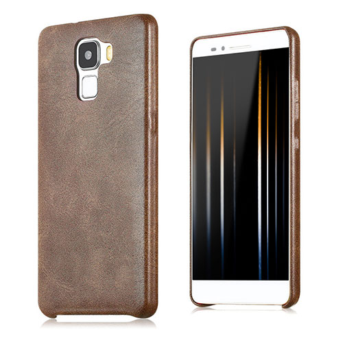 Soft Luxury Leather Snap On Case for Huawei Honor 7 Dual SIM Brown