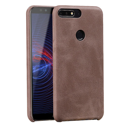 Soft Luxury Leather Snap On Case for Huawei Honor 7C Brown