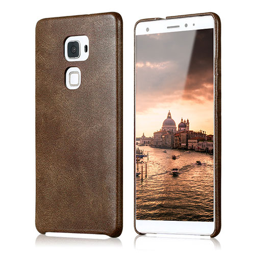 Soft Luxury Leather Snap On Case for Huawei Mate S Brown