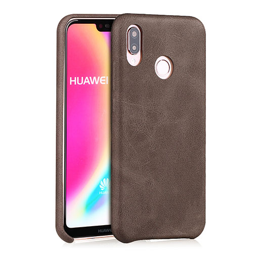 Soft Luxury Leather Snap On Case for Huawei Nova 3e Brown