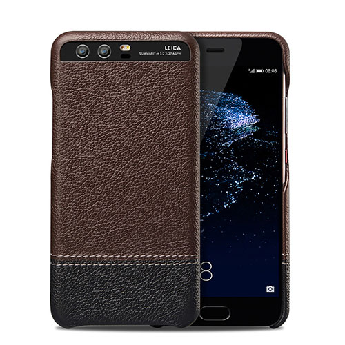 Soft Luxury Leather Snap On Case for Huawei P10 Plus Brown