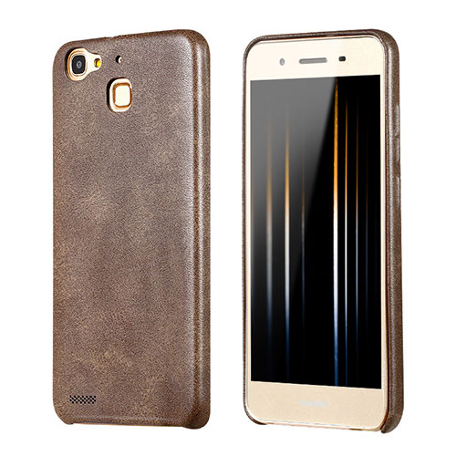Soft Luxury Leather Snap On Case for Huawei P8 Lite Smart Brown