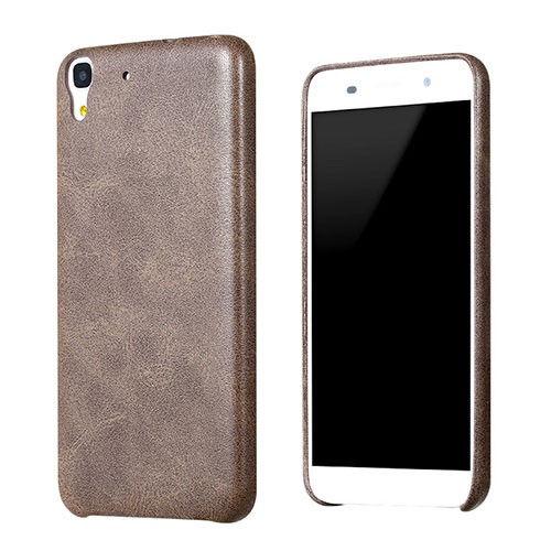 Soft Luxury Leather Snap On Case for Huawei Y6 Brown