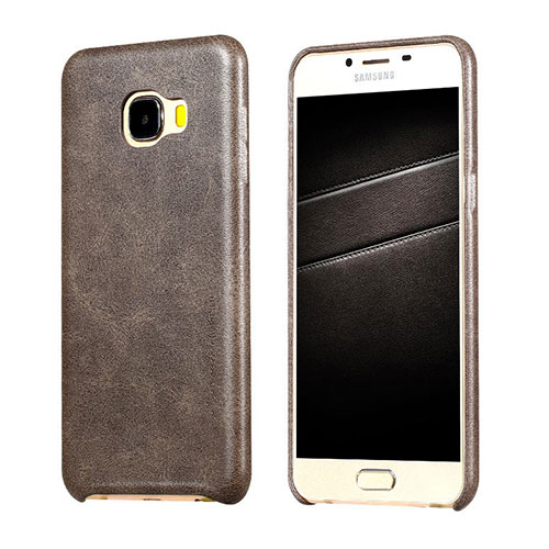 Soft Luxury Leather Snap On Case for Samsung Galaxy C5 SM-C5000 Brown