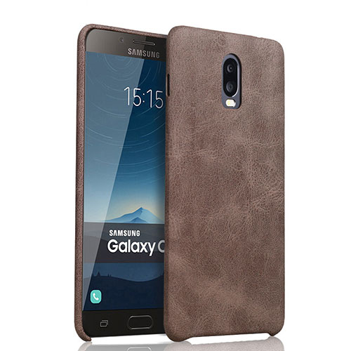 Soft Luxury Leather Snap On Case for Samsung Galaxy C8 C710F Brown