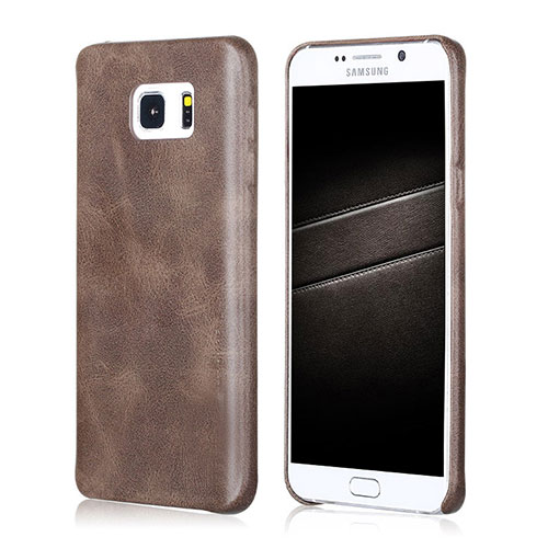 Soft Luxury Leather Snap On Case for Samsung Galaxy Note 5 N9200 N920 N920F Brown