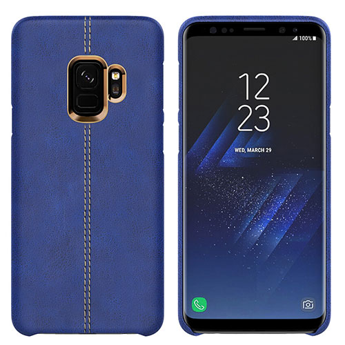 Soft Luxury Leather Snap On Case for Samsung Galaxy S9 Blue