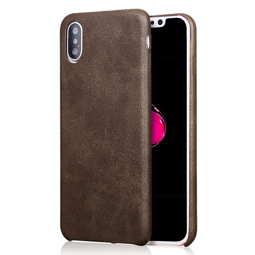 Soft Luxury Leather Snap On Case L01 for Apple iPhone X Brown