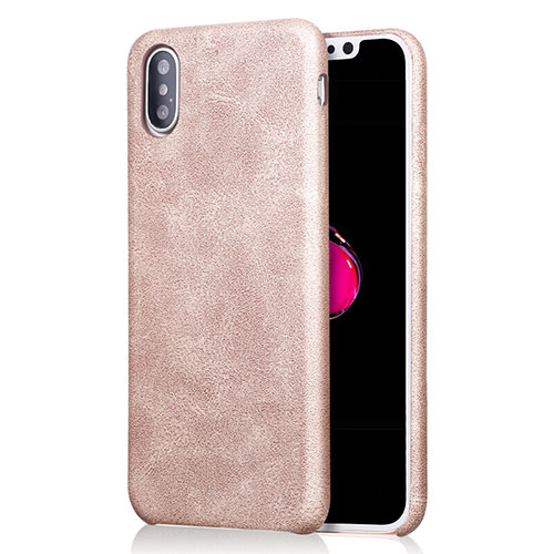 Soft Luxury Leather Snap On Case L01 for Apple iPhone X Gold