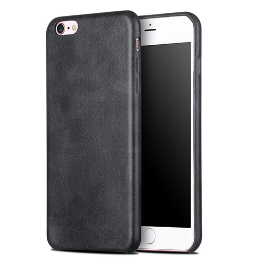 Soft Luxury Leather Snap On Case L02 for Apple iPhone 6 Plus Black