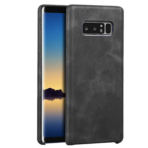 Soft Luxury Leather Snap On Case R01 for Samsung Galaxy Note 8 Duos N950F Black