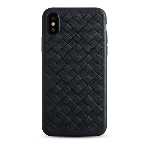 Soft Silicone Gel Leather Snap On Case C01 for Apple iPhone X Black