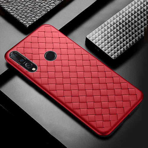 Soft Silicone Gel Leather Snap On Case Cover A01 for Huawei P Smart+ Plus (2019) Red