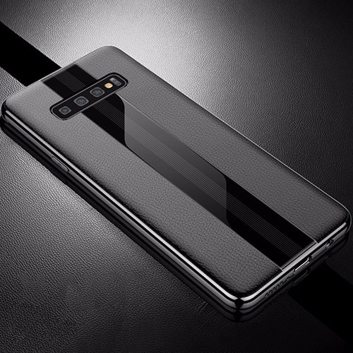 Soft Silicone Gel Leather Snap On Case Cover A01 for Samsung Galaxy S10 5G Black