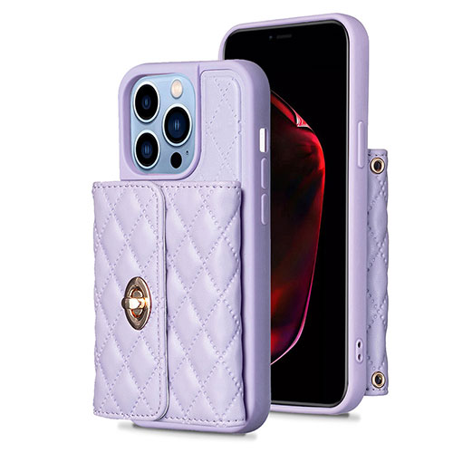 Soft Silicone Gel Leather Snap On Case Cover BF1 for Apple iPhone 13 Pro Clove Purple