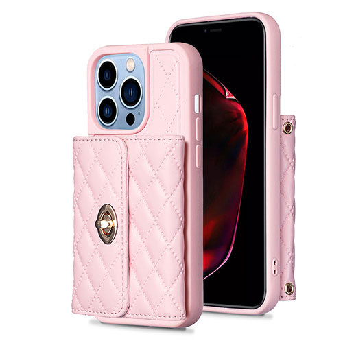 Soft Silicone Gel Leather Snap On Case Cover BF1 for Apple iPhone 13 Pro Max Rose Gold