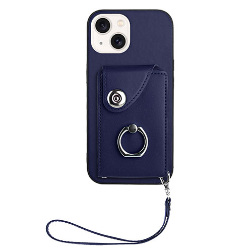 Soft Silicone Gel Leather Snap On Case Cover BF1 for Apple iPhone 14 Blue