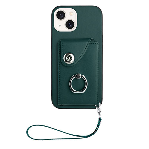 Soft Silicone Gel Leather Snap On Case Cover BF1 for Apple iPhone 14 Midnight Green