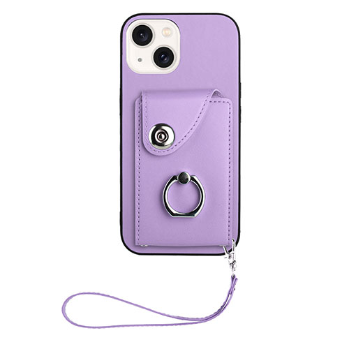 Soft Silicone Gel Leather Snap On Case Cover BF1 for Apple iPhone 14 Purple
