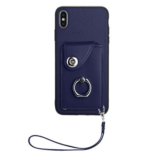 Soft Silicone Gel Leather Snap On Case Cover BF1 for Apple iPhone X Blue