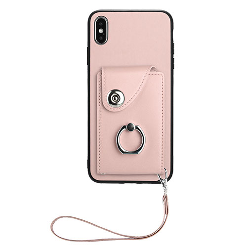 Soft Silicone Gel Leather Snap On Case Cover BF1 for Apple iPhone X Rose Gold
