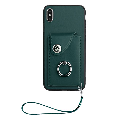 Soft Silicone Gel Leather Snap On Case Cover BF1 for Apple iPhone Xs Midnight Green