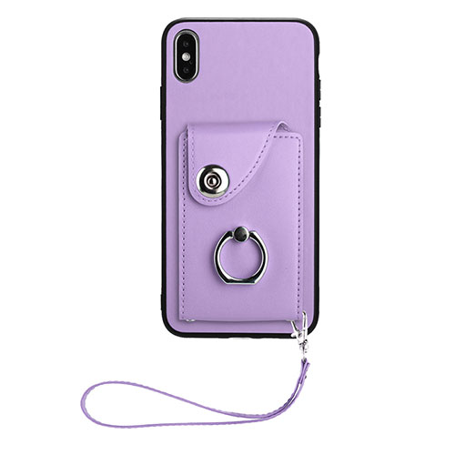 Soft Silicone Gel Leather Snap On Case Cover BF1 for Apple iPhone Xs Purple