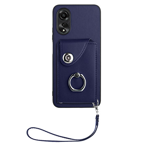 Soft Silicone Gel Leather Snap On Case Cover BF1 for Oppo A78 5G Blue