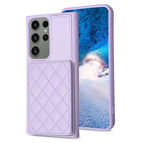 Soft Silicone Gel Leather Snap On Case Cover BF1 for Samsung Galaxy S21 FE 5G Clove Purple