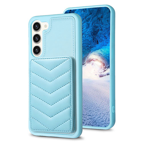 Soft Silicone Gel Leather Snap On Case Cover BF1 for Samsung Galaxy S22 Plus 5G Mint Blue