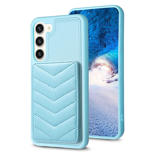 Soft Silicone Gel Leather Snap On Case Cover BF1 for Samsung Galaxy S23 5G Mint Blue