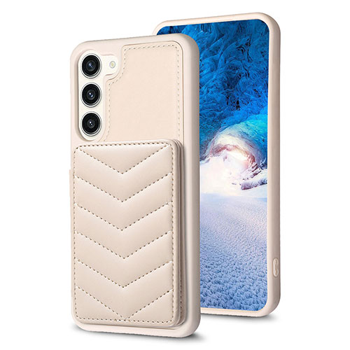 Soft Silicone Gel Leather Snap On Case Cover BF1 for Samsung Galaxy S23 Plus 5G Khaki