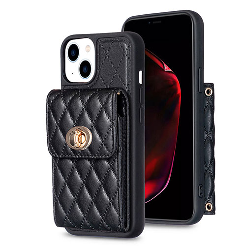 Soft Silicone Gel Leather Snap On Case Cover BF2 for Apple iPhone 13 Black