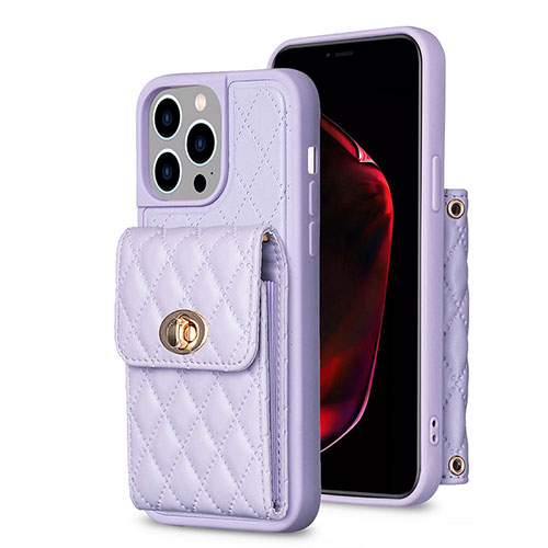 Soft Silicone Gel Leather Snap On Case Cover BF2 for Apple iPhone 13 Pro Max Clove Purple